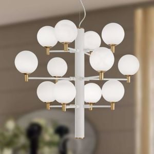 Copernico sp12 ideal lux lampadario sfere vetro bianco bianco