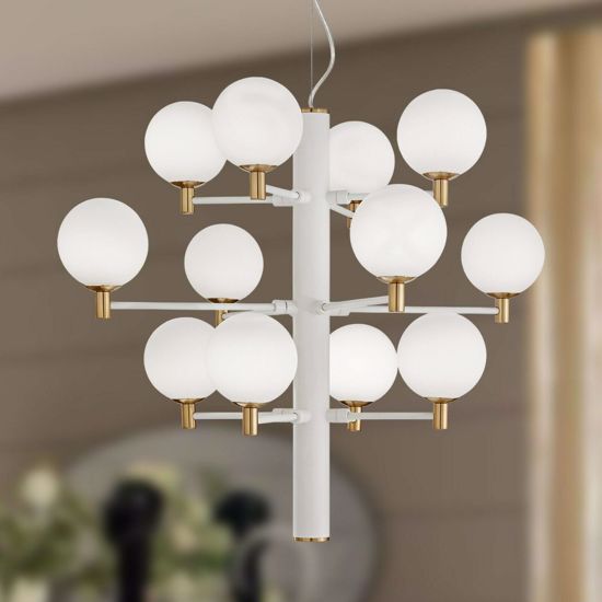 Copernico sp12 ideal lux lampadario sfere vetro bianco bianco