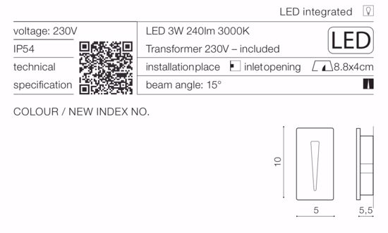 Segnapasso nero da incasso esterno led 3w 3000k