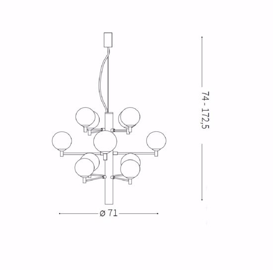 Copernico sp12 ideal lux lampadario design led sfere vetro nero