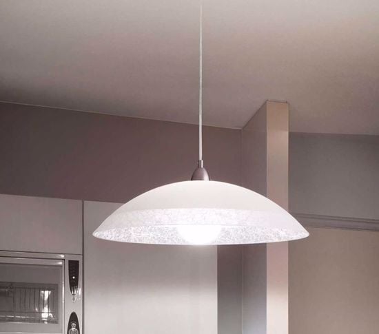 Ideal lux lana sp1 lampadario per cucina 50cm piatto vetro satinato