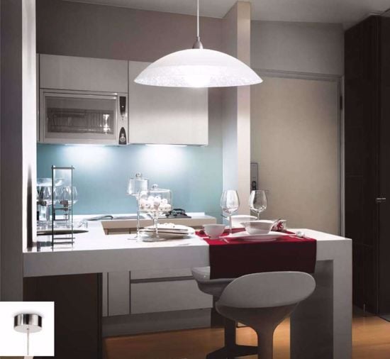 Ideal lux lana sp1 lampadario per cucina 50cm piatto vetro satinato