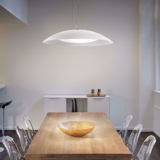 Ideal lux lena sp3 d64 lampadario da cucina doppio vetro bianco luce diffusa