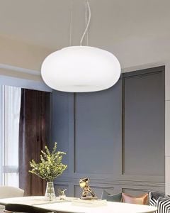 Ideal lux ulisse sp3 d52 lampadario design per salotto vetro bianco