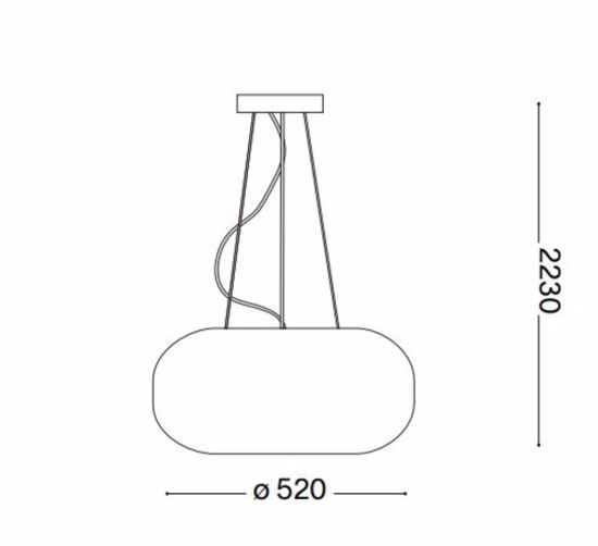 Ideal lux ulisse sp3 d52 lampadario design per salotto vetro bianco