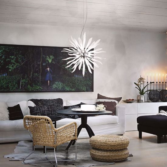 Ideal lux leaves sp12 lampadario moderno bianco design