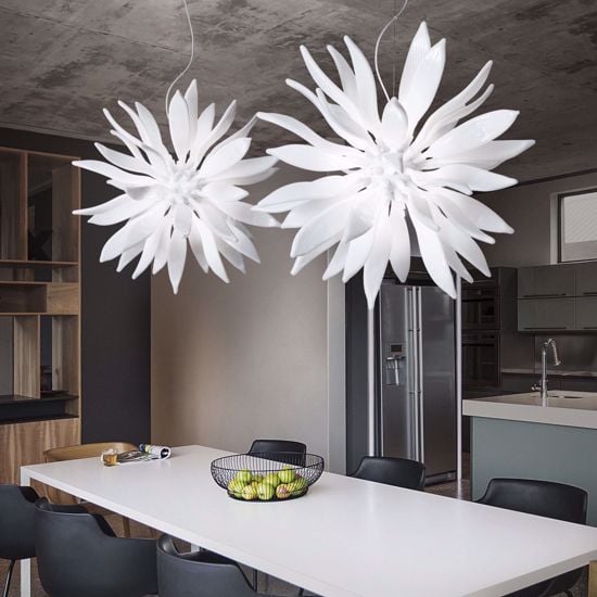 Ideal lux leaves sp12 lampadario moderno bianco design