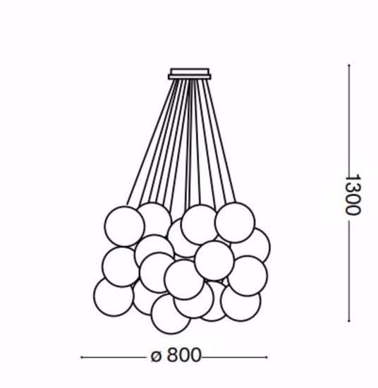 Ideal lux mapa plus sp22 sospensione 22 luci per salotto sfere vetro