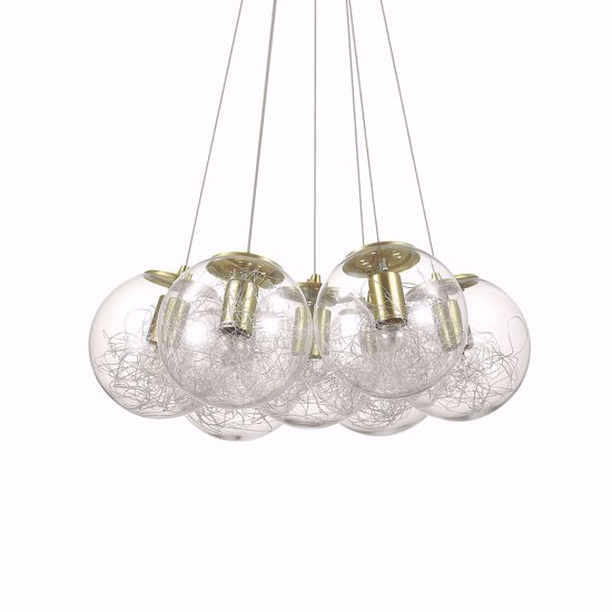 Ideal lux  mapasat sp7 lampadario grappolo per soggiorno 7 sfere vetro ottone