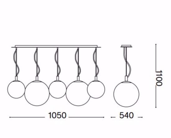 Ideal lux mapa fade sp5 lampadario a sospensione 5 luci sfere vetro cromo