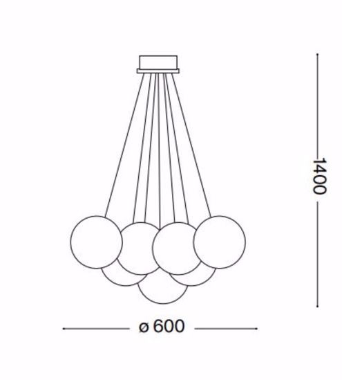 Ideal lux mapasat sp7 lampadario particolare 7 sfere in vetro nickel