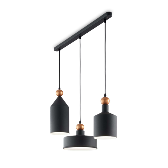 Ideal lux triade sp3 lampadario per cucina binario antracite tre luci cavi regolabili