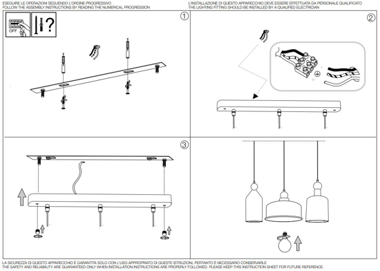 Ideal lux triade sp3 lampadario per cucina binario antracite tre luci cavi regolabili