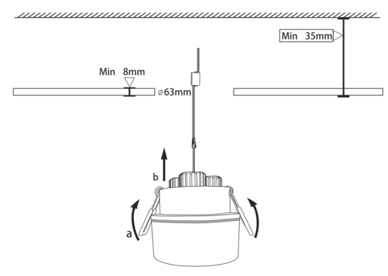 Faretto da incasso  rotondo per soffitto bagno doccia 4w 3000k ip44