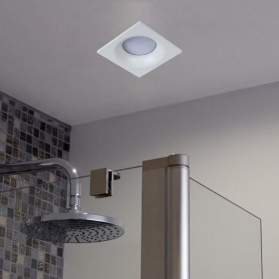 Faretto per bagno doccia quadrato bianco da incasso per controsoffitto ip44