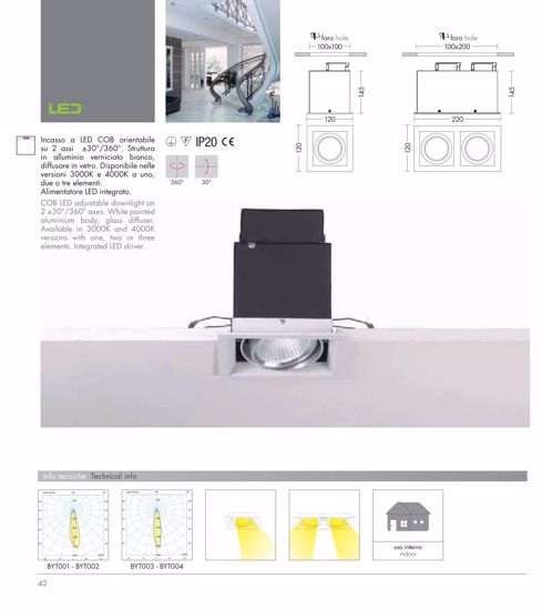 Faretto a led da incasso a soffitto cestello 7w 3000k 220v orientabile quadrato bianco