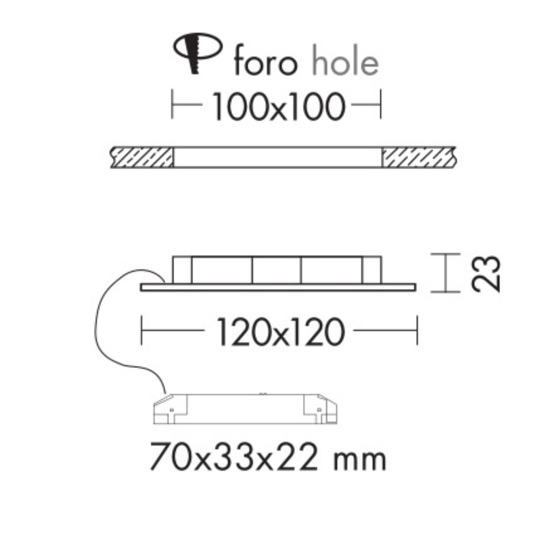 Faretto da incasso  6w 3000k 220-240v quadrato bianco per controsoffitto