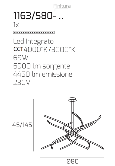 Lampadario moderno tornado gold led 69w 3000k 4000k