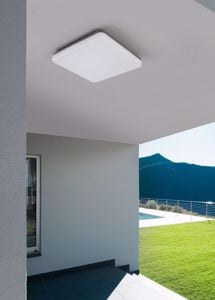 Plafoniera LED tonda da esterno con rilevatore di presenza diam.295mm, 16W,  220Vac, Luce Naturale, Nera