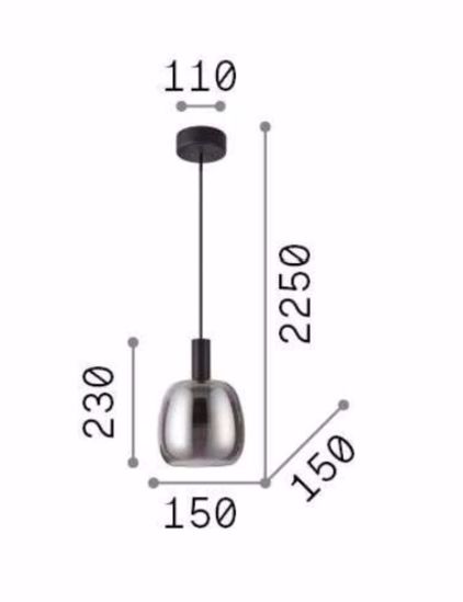 Coco-1 sp ideal lux lampad a sospensione per bancone vetro fume&apos; led 3000k