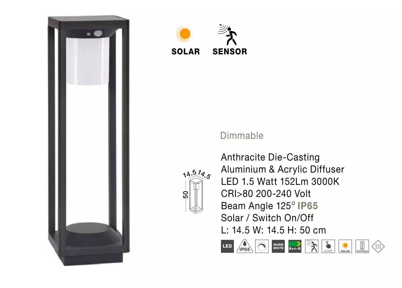 Lampada portatile da giardino per esterno ip65 led 3000k energia