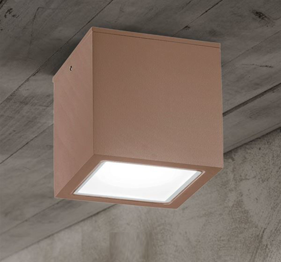 Ideal lux techo pl1 small faretto cubo da soffitto per esterno corten