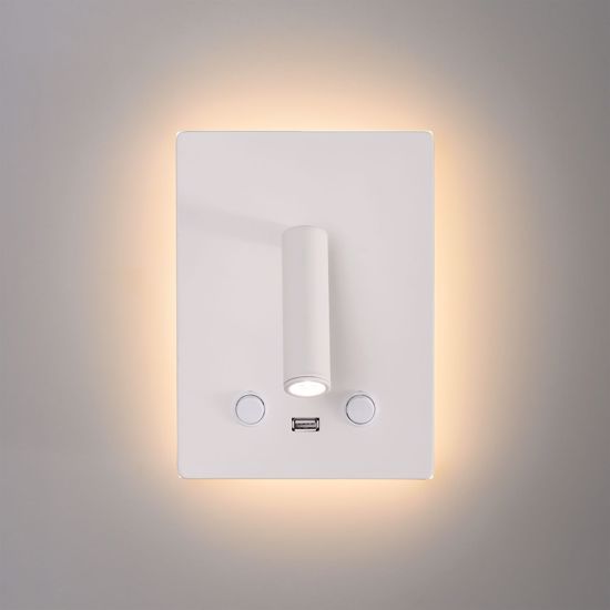 Applique da comodino bianco luce led 3000k orientabile usb interruttore