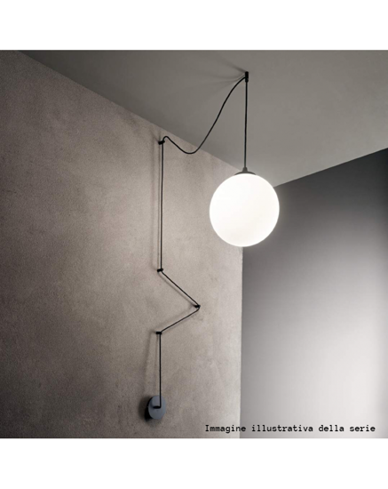 Ideal lux boa sp1 lampada a sospensione cavo in tessuto bianco sfera vetro