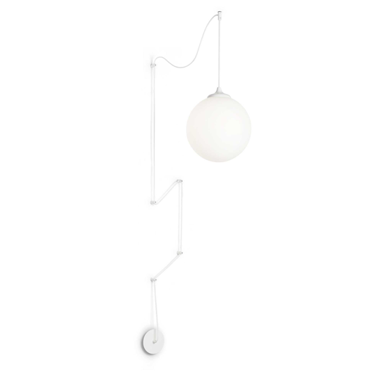 Ideal lux boa sp1 lampada a sospensione cavo in tessuto bianco sfera vetro