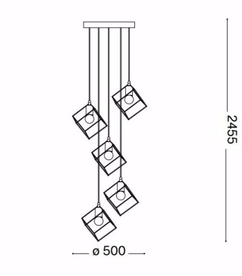 Ideal lux ice sp5 nero sospensione 5 cubi nero pendenti