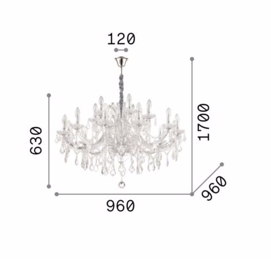 Napoleon sp18 ideal lux lampadario classico vetro soffiato 18 luci stanza da letto