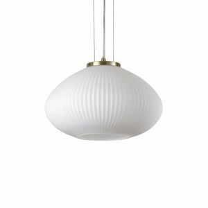 Ideal lux plisse sp1 d35 ottone sospensione in vetro bianco