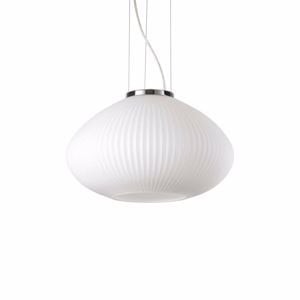 Plisse sp1 d35 ideal lux cromo sospensione vetro bianco