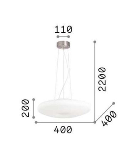 Glory sp3 d40 lampadario ideal lux per tavolo da pranzo bianco 40cm