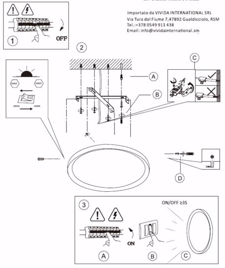 Vivida atena plafoniera moderna rotonda nera 48w 3000k 4000k per soggiorno