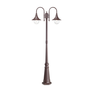 Cima pt2 lampione alto per esterno giardino marrone ip43 due luci ideal lux