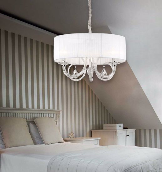 Swan sp3 ideal lux lampadario stanza da letto tessuto bianco cristallo