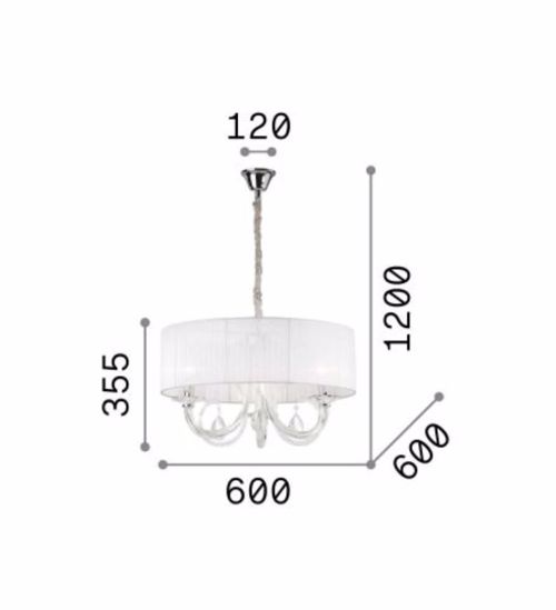 Swan sp3 ideal lux lampadario stanza da letto tessuto bianco cristallo