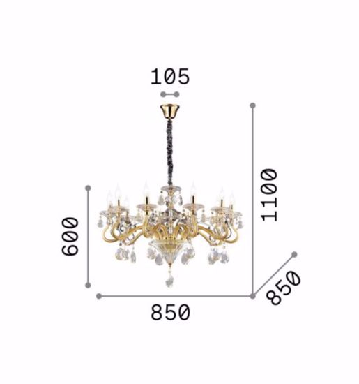 Ideal lux lampadario di cristallo classico 10 bracci cromo negresco sp10