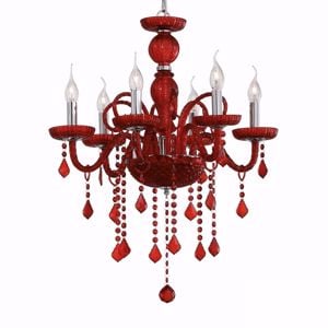 Giudecca sp6 ideal lux lampadario classico vetro crtistallo rosso 6 luci