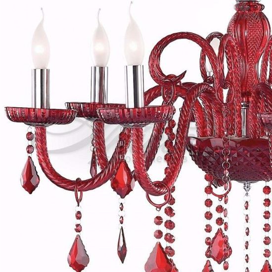 Giudecca sp6 ideal lux lampadario classico vetro crtistallo rosso 6 luci