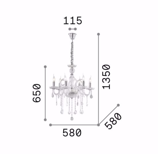 Giudecca sp6 ideal lux lampadario classico vetro crtistallo rosso 6 luci