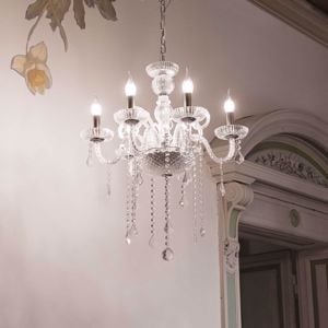 Ideal lux giudecca sp6 lampadario di cristallo classico goccia trasparente 6 bracci