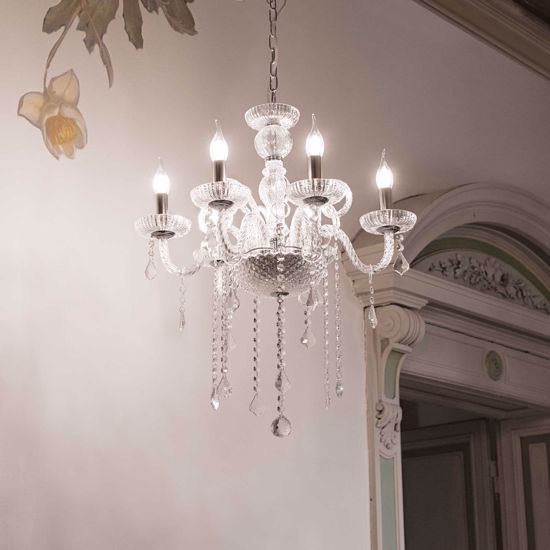 Ideal lux giudecca sp6 lampadario di cristallo classico goccia trasparente 6 bracci