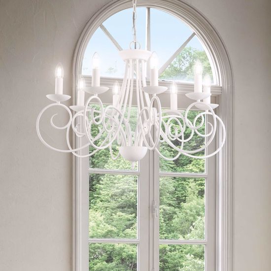 Sem sp8 ideal lux lampadario classico 8 bracci metallo bianco