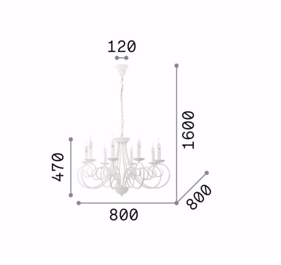 Sem sp8 ideal lux lampadario classico 8 bracci metallo bianco