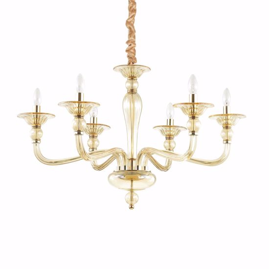 Danieli sp6 lampadario di cristallo classico 6 bracci ambra ideal lux