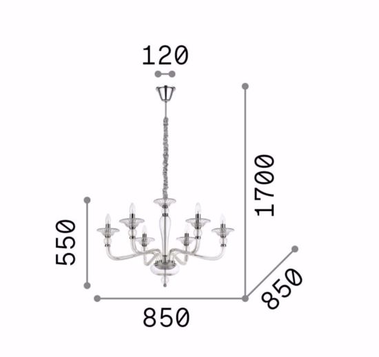 Danieli sp6 lampadario di cristallo classico 6 bracci ambra ideal lux