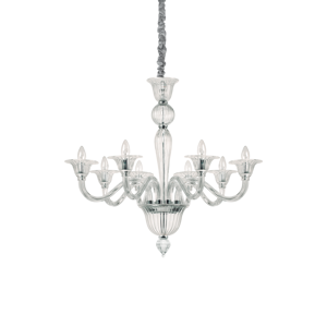 Lampadario di cristallo brigitta sp8 ideal lux classico 8 bracci trasparente