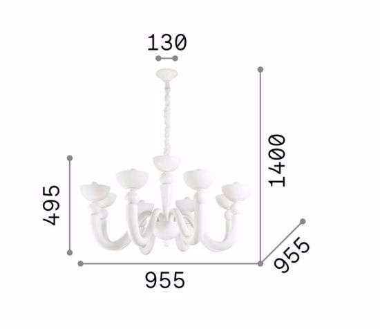 Bon bon sp8 ideal lux lampadario classico 8 bracci bianco